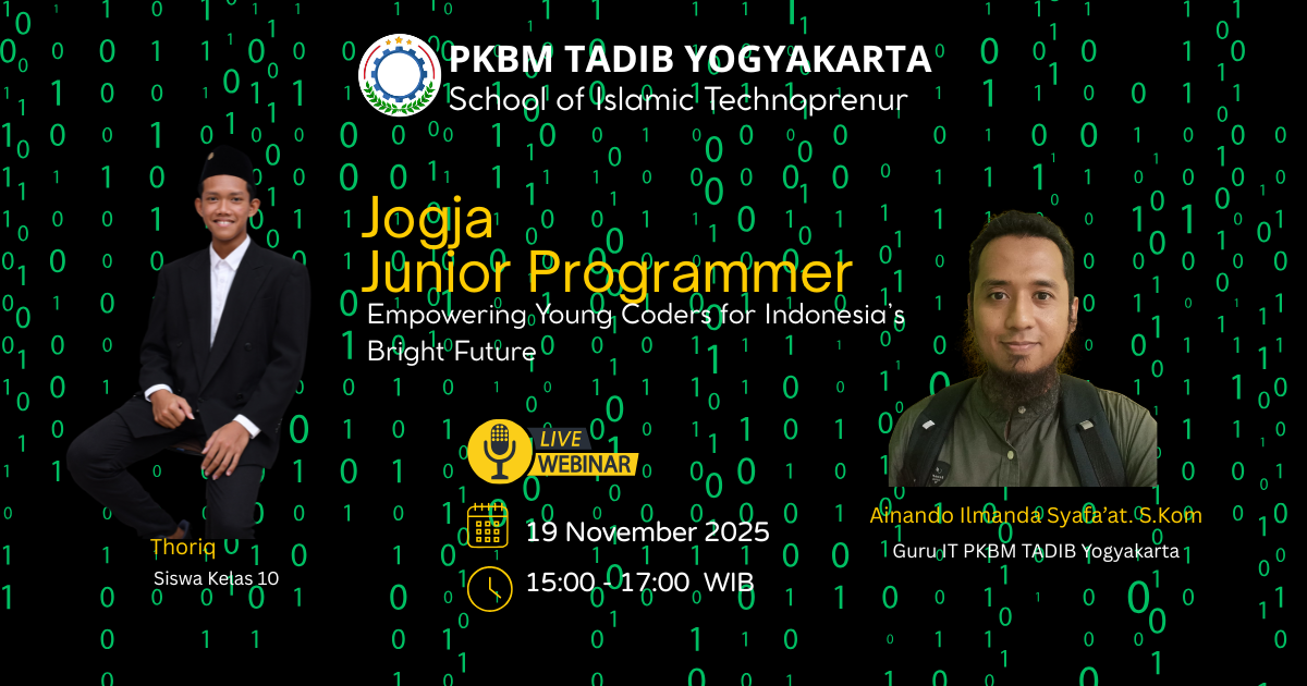 Jogja  Junior Programmer - Event Pemograman Komputer pada 19 November 2025 di PKBM Tadib Yogyakarta, Bantul